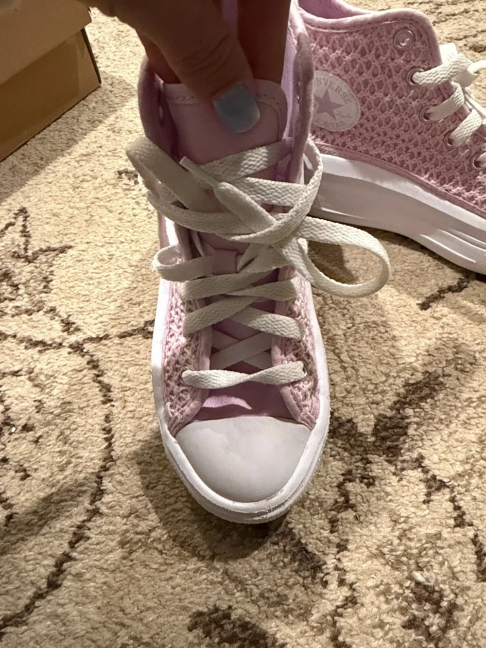 Pink High-Top converse Knit Sneakers
